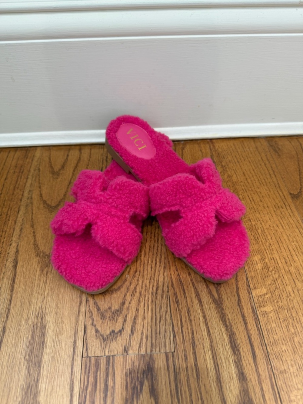 Vici Hot Pink Plush Slide Sandals